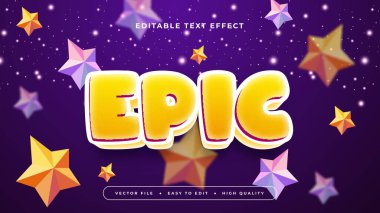 Sarı Beyaz ve Mor Epic 3d Düzenlenebilir Metin Efekti - Yazı Tipi Stili