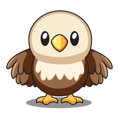 Tatlı Kartal Çizgi Filmi Kawaii Etiketi. Karakter Vektör İllüstrasyonu