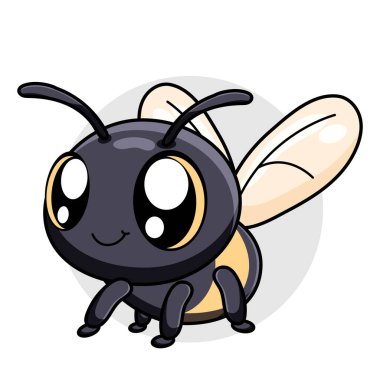 Şirin Arı çizgi filmi Kawaii çıkartması. Karakter Vektör İllüstrasyonu