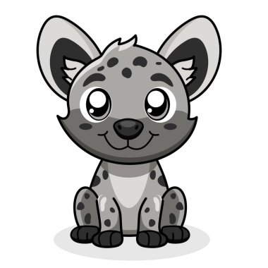 Şirin Sırtlan Çizgi Filmi Kawaii Etiketi. Karakter Vektör İllüstrasyonu