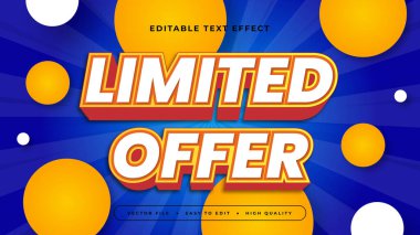 Sarı Beyaz ve Mavi Sınırlı Teklif 3d Düzenlenebilir Metin Efekti - Yazı Tipi Biçimi