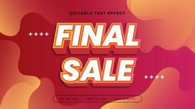 Kırmızı Beyaz ve Turuncu Son Satış 3d Düzenlenebilir Metin Efekti - Yazı Tipi Stili