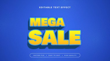 Sarı ve Mavi Menekşe Mega İndirim 3d Düzenlenebilir Metin Efekti - Yazı Tipi Stili