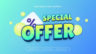 Mavi ve Yeşil Özel Teklif 3d Düzenlenebilir Metin Efekti - Yazıtipi Biçimi