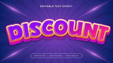 Mor Menekşe Pembe ve Sarı İndirim 3d Düzenlenebilir Metin Efekti - Yazı Tipi Biçimi