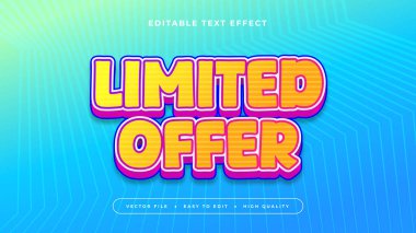 Sarı Mor Menekşe ve Mavi Sınırlı Teklif 3d Düzenlenebilir Metin Efekti - Yazı Tipi Biçimi