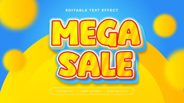 Mavi ve Sarı Mega Satış 3d Düzenlenebilir Metin Efekti - Yazı Tipi Stili