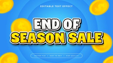 Sarı Beyaz ve Mavi Uç Sezon Satışı 3d Düzenlenebilir Metin Efekti - Yazı Tipi Stili