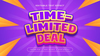 Turuncu ve Mor Menekşe Zaman Sınırlı Anlaşma 3d Düzenlenebilir Metin Efekti - Yazı Tipi Stili