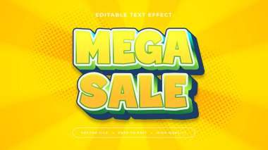 Yeşil Beyaz ve Sarı Mega İndirim 3d Düzenlenebilir Metin Efekti - Yazı Tipi Stili
