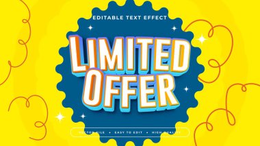 Sarı Beyaz ve Mavi Sınırlı Teklif 3d Düzenlenebilir Metin Efekti - Yazı Tipi Biçimi