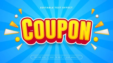 Sarı Kırmızı ve Mavi Kupon 3d Düzenlenebilir Metin Efekti - Yazı Tipi