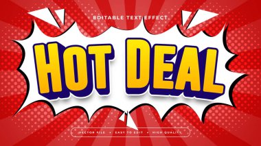 Sarı Kırmızı ve Beyaz Sıcak Anlaşma 3d Düzenlenebilir Metin Efekti - Yazı Tipi Biçimi