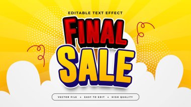 Kırmızı Beyaz ve Sarı Son Satış 3d Düzenlenebilir Metin Efekti - Yazı Tipi Stili