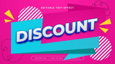 Pembe Beyaz ve Mavi İndirim 3d Düzenlenebilir Metin Efekti - Yazıtipi Biçimi