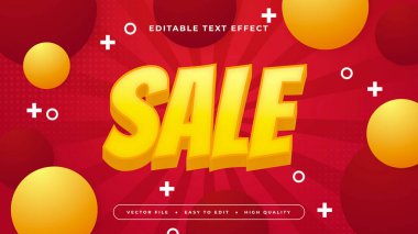 Kırmızı ve Sarı İndirim 3d Düzenlenebilir Metin Efekti - Yazı Tipi Biçimi