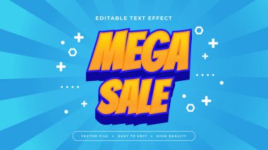 Mavi ve Sarı Mega Satış 3d Düzenlenebilir Metin Efekti - Yazı Tipi Stili