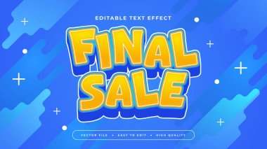 Mavi ve Sarı Son Satış 3d Düzenlenebilir Metin Efekti - Yazı Tipi Biçimi