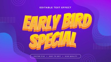 Mavi Turuncu ve Mor Mor Menekşe Erken Kuşlar Özel 3D Düzenlenebilir Metin Efekti - Yazı Tipi