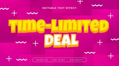 Pembe ve Sarı Zamanlı Sınırlı Anlaşma 3d Düzenlenebilir Metin Efekti - Yazı Tipi Stili