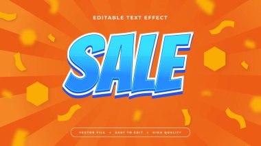 Mavi Beyaz ve Turuncu İndirim 3d Düzenlenebilir Metin Efekti - Yazı Tipi Stili