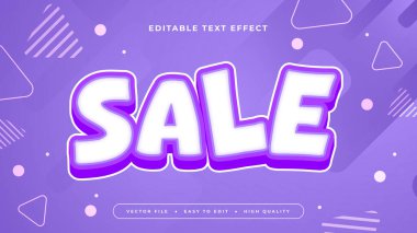 Beyaz ve Mor İndirim 3d Düzenlenebilir Metin Efekti - Yazı Tipi Stili