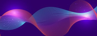 Karanlık Yıldızlı Arkaplanda Renkli Soyut Dalgalar. Arkaplan, Sunumlar ve Dijital Sanat Kavramları İçin Mükemmel