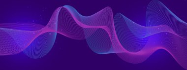 Karanlık Yıldızlı Arkaplanda Renkli Soyut Dalgalar. Arkaplan, Sunumlar ve Dijital Sanat Kavramları İçin Mükemmel