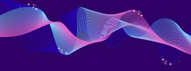 Karanlık Yıldızlı Arkaplanda Renkli Soyut Dalgalar. Arkaplan, Sunumlar ve Dijital Sanat Kavramları İçin Mükemmel