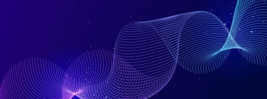 Karanlık Yıldızlı Arkaplanda Renkli Soyut Dalgalar. Arkaplan, Sunumlar ve Dijital Sanat Kavramları İçin Mükemmel