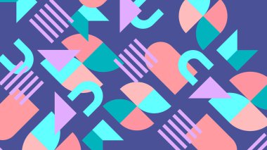 Renkli Şekiller ve Desenler ile Soyut Geometrik Arkaplan