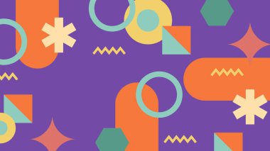 Renkli Şekiller ve Desenler ile Soyut Geometrik Arkaplan