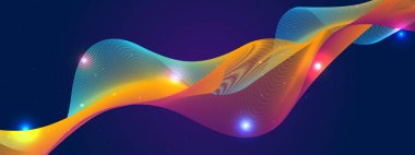 Karanlık Arkaplanda Soyut Renkli Dalga Deseni