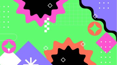 Canlı Renkler ve Şekillerle Geometrik Soyut Desen. Kalın Geometrik Şekiller ve Canlı Renkler içeren canlı bir Soyut Desen