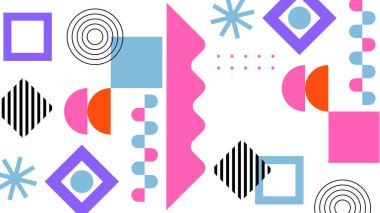 Canlı Renkler ve Şekillerle Geometrik Soyut Desen. Kalın Geometrik Şekiller ve Canlı Renkler içeren canlı bir Soyut Desen