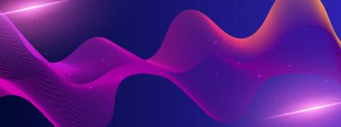 Karanlık Yıldızlı Arkaplanda Renkli Soyut Dalgalar. Arkaplan, Sunumlar ve Dijital Sanat Kavramları İçin Mükemmel