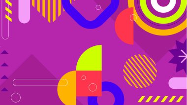 Canlı Geometrik Soyut Arkaplan. Dinamik Soyut Arkaplan Şekilleri Renkli Şekiller halinde. Modern, oyuncu bir estetik gerektiren Tasarım Projeleri için mükemmel.