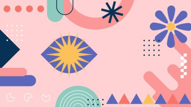 Kalın Renkler ve Şekillerle Canlı Soyut Geometrik Arkaplan