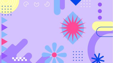 Canlı Geometrik Soyut Arkaplan. Dinamik Soyut Arkaplan Şekilleri Renkli Şekiller halinde. Modern, oyuncu bir estetik gerektiren Tasarım Projeleri için mükemmel.