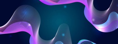 Karanlık Yıldızlı Arkaplanda Renkli Soyut Dalgalar. Arkaplan, Sunumlar ve Dijital Sanat Kavramları İçin Mükemmel