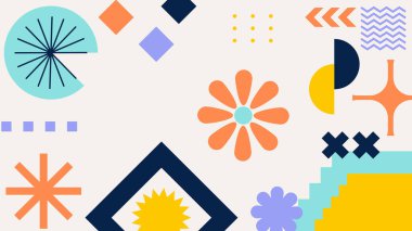 Geometrik Şekiller ve Desenler ile Renkli Soyut Arkaplan