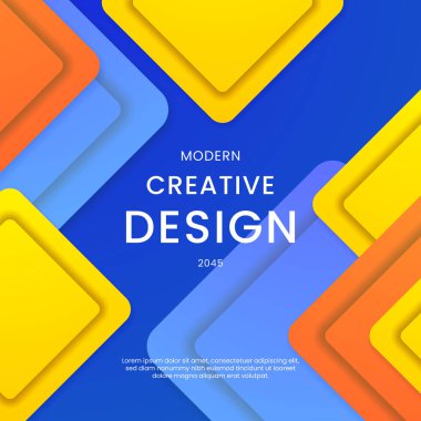 Mavi Turuncu ve Sarı Renkli Zarif Geometrik Arkaplan Posta, Arkaplan, Banner, Ad, Promo, Davetiye, Etc