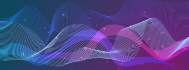 Karanlık Yıldızlı Arkaplanda Renkli Soyut Dalgalar. Arkaplan, Sunumlar ve Dijital Sanat Kavramları İçin Mükemmel