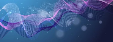 Karanlık Yıldızlı Arkaplanda Renkli Soyut Dalgalar. Arkaplan, Sunumlar ve Dijital Sanat Kavramları İçin Mükemmel