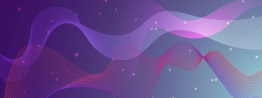 Karanlık Yıldızlı Arkaplanda Renkli Soyut Dalgalar. Arkaplan, Sunumlar ve Dijital Sanat Kavramları İçin Mükemmel