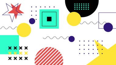 Canlı Renkler ve Şekillerle Geometrik Soyut Desen. Kalın Geometrik Şekiller ve Canlı Renkler içeren canlı bir Soyut Desen