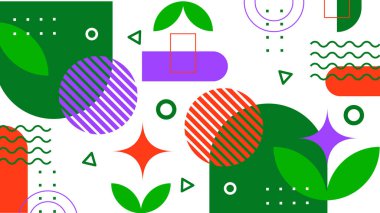 Şekilleri olan renkli soyut geometrik desen. Arkaplan, Sanat Projeleri ve Modern Tasarım Konseptleri için ideal.