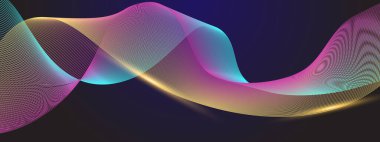 Karanlık Yıldızlı Arkaplanda Renkli Soyut Dalgalar. Arkaplan, Sunumlar ve Dijital Sanat Kavramları İçin Mükemmel