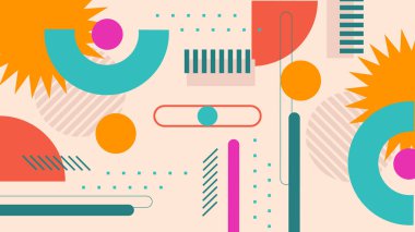 Şekilleri olan renkli soyut geometrik desen. Arkaplan, Sanat Projeleri ve Modern Tasarım Konseptleri için ideal.