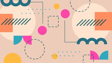 Kalın Renkler ve Şekillerle Canlı Soyut Geometrik Arkaplan